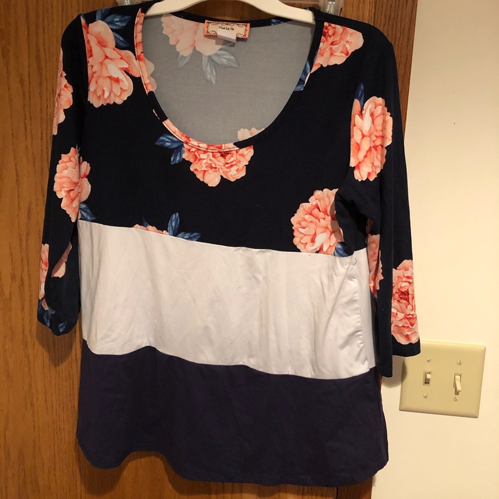 🍓Floral flowy 3/4 sleeve shirt
